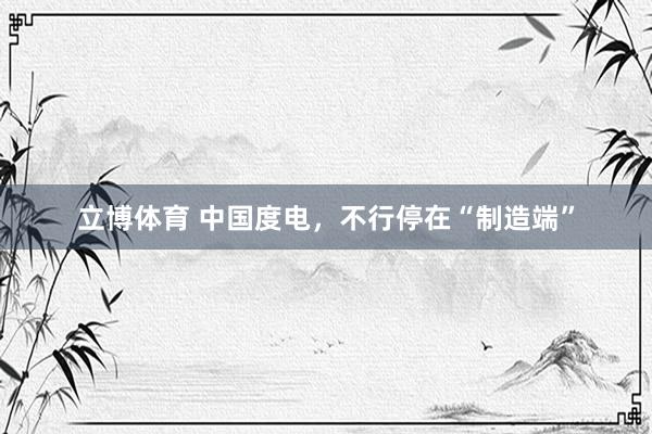 立博体育 中国度电，不行停在“制造端”