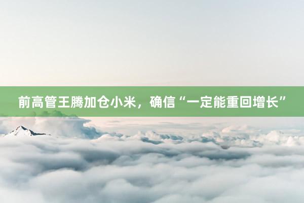 前高管王腾加仓小米，确信“一定能重回增长”