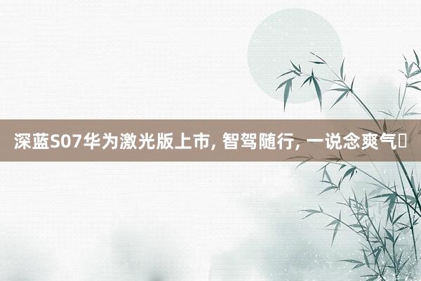 深蓝S07华为激光版上市， 智驾随行， 一说念爽气✨