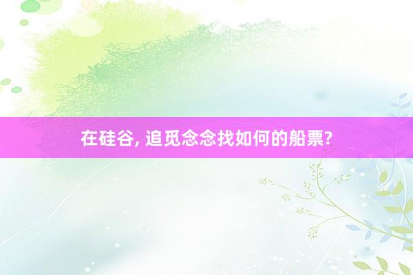 在硅谷， 追觅念念找如何的船票?