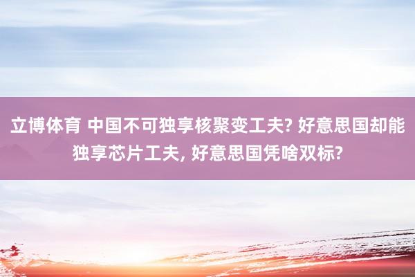 立博体育 中国不可独享核聚变工夫? 好意思国却能独享芯片工夫， 好意思国凭啥双标?
