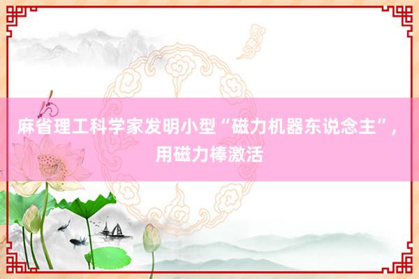 麻省理工科学家发明小型“磁力机器东说念主”, 用磁力棒激活