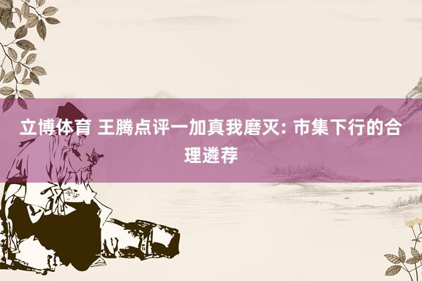立博体育 王腾点评一加真我磨灭: 市集下行的合理遴荐