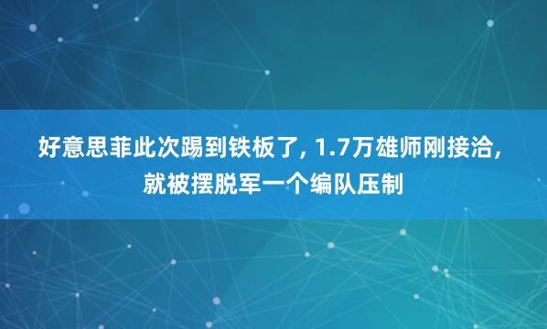 好意思菲此次踢到铁板了, 1.7万雄师刚接洽, 就被摆脱军一个编队压制