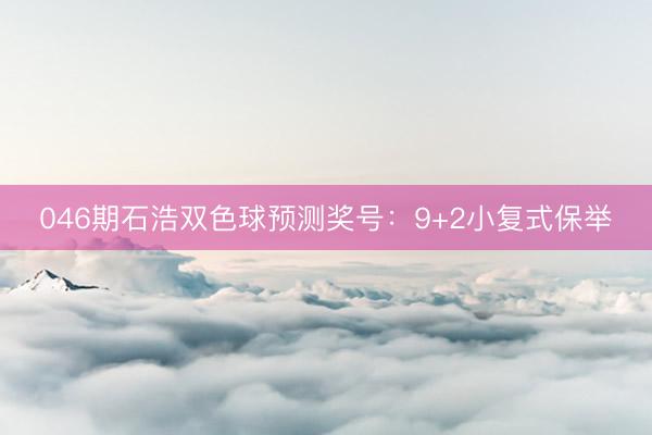 046期石浩双色球预测奖号：9+2小复式保举