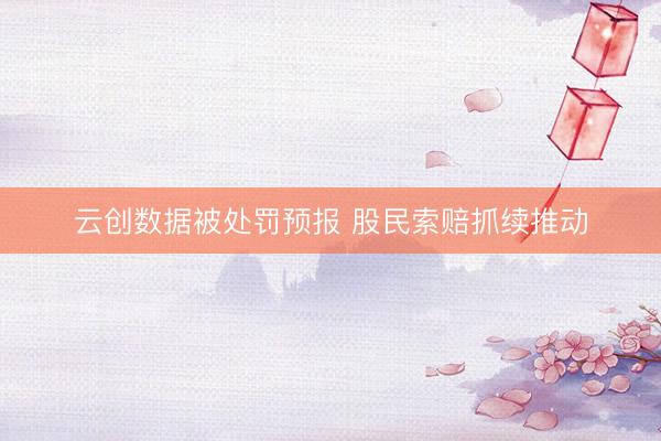 云创数据被处罚预报 股民索赔抓续推动