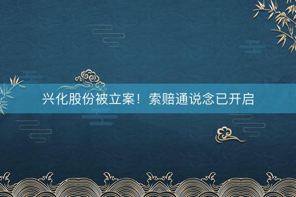 兴化股份被立案！索赔通说念已开启